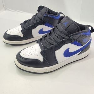 NIKE AIR JORDAN 1 RETRO MID GAME ROYAL BLUE WHITE BLACK SHOES KIDS 3Y 640734-140